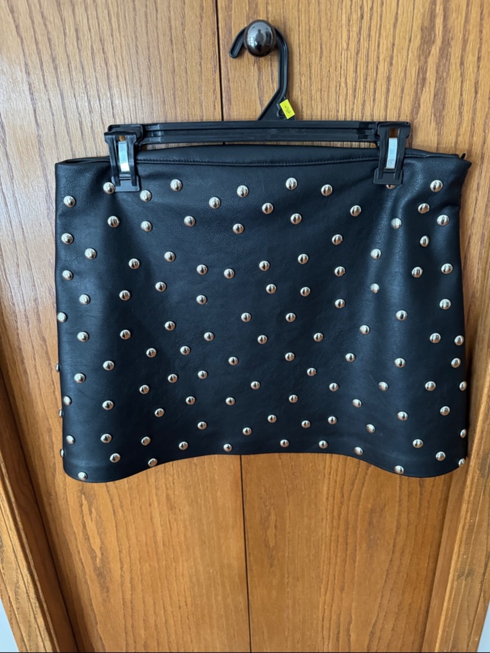 H&M Studded Black Faux Leather Mini Skirt